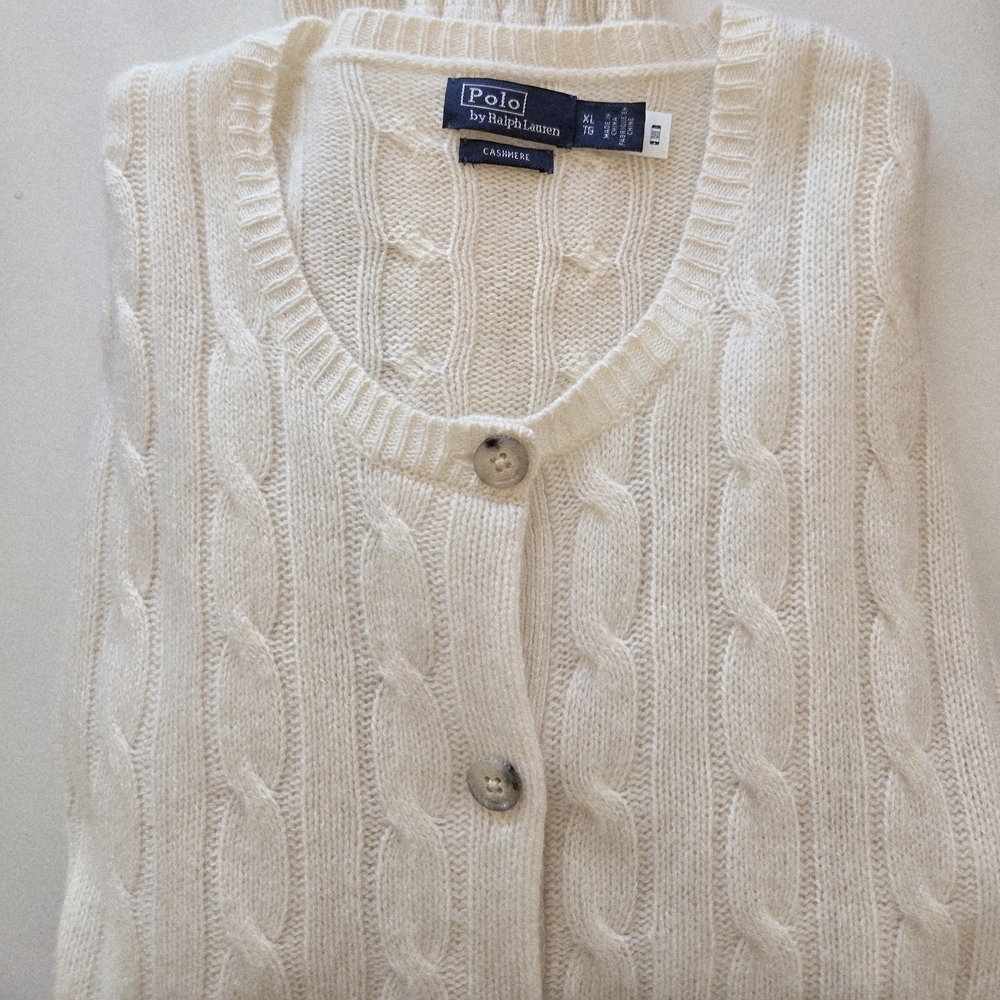 Ralph Lauren Polo Women's Cream Cable Knit Cardigan Sweater